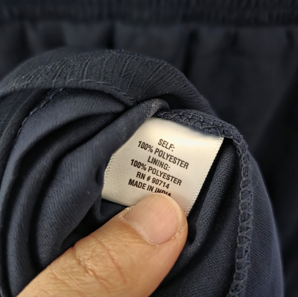 MSK Chiffon Dress Navy Blue Tiered Hem Flutter Sleeve Size PXL - Picture 7 of 9